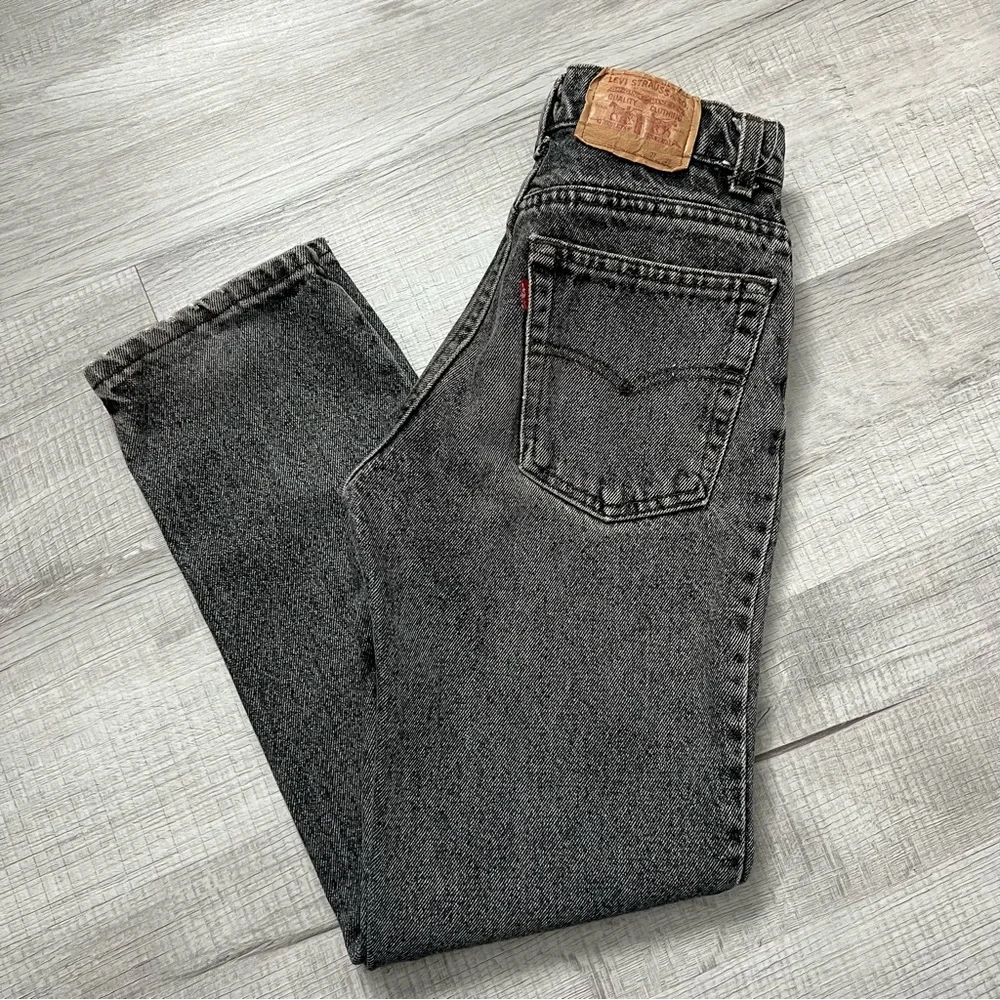 VINTAGE SLIM STRAIGHT Faded Black Jeans Size 24